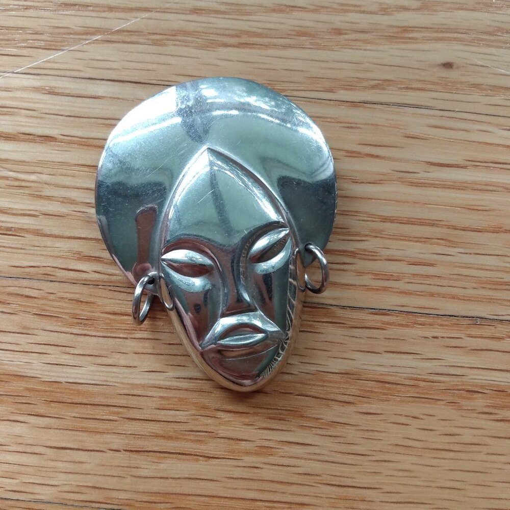 Vintage Swami Genie Brooch Sultan Turban Ethnic Hoop Earrings Silver Tone
